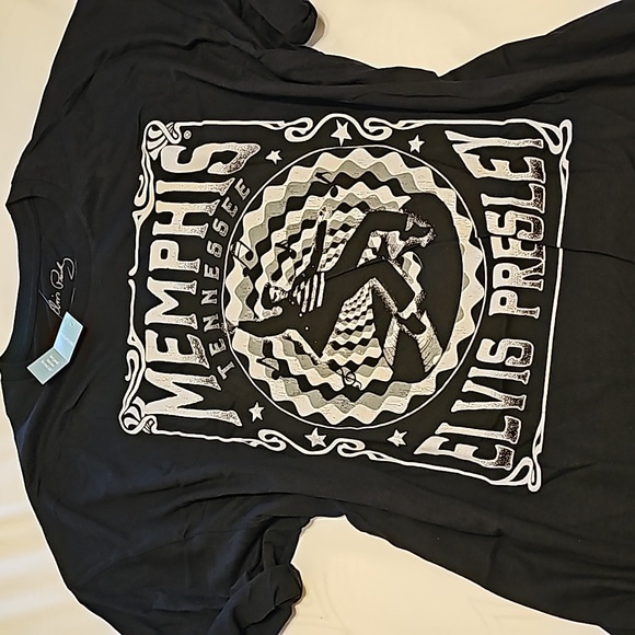 NWT Maurices black and white Memphis Elvis Presley band tee Size XXL - Picture 2 of 10